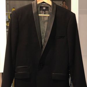 H&M Mens Blazer Sport Coat Leather Lapel Slim Fit